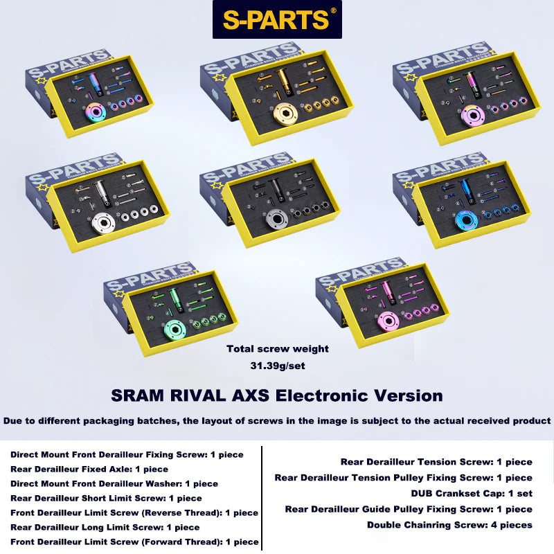 S-PARTS SRAM Red/Force/Rival | E1/D2 AXS Titanium Screw Upgrade Kit