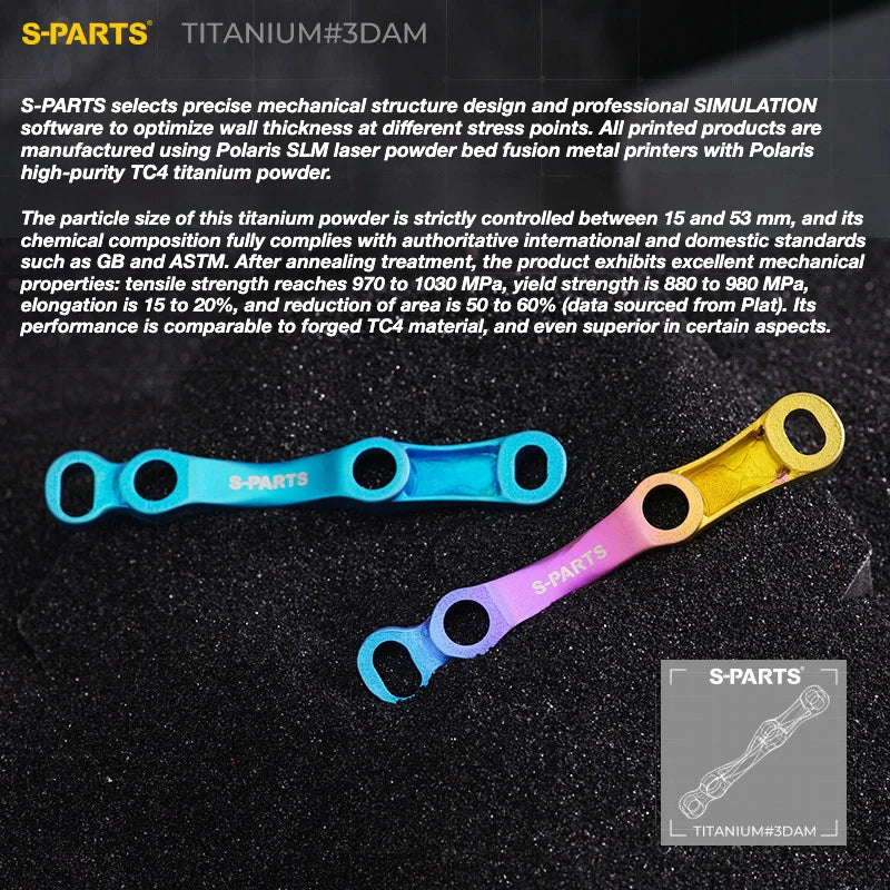 S-PARTS Titanium 3D Printed Flat Mount Front Brake Adapter for Shimano Road Disc Brakes