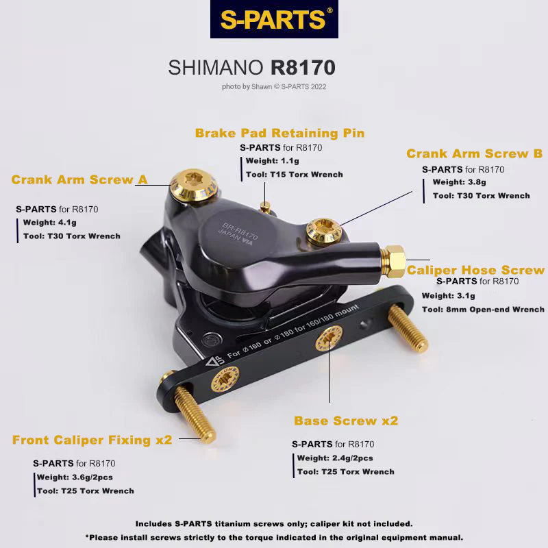 S-PARTS Shimano Dura-Ace/Ultegra Di2 12speed Titanium Screw Upgrade Kit