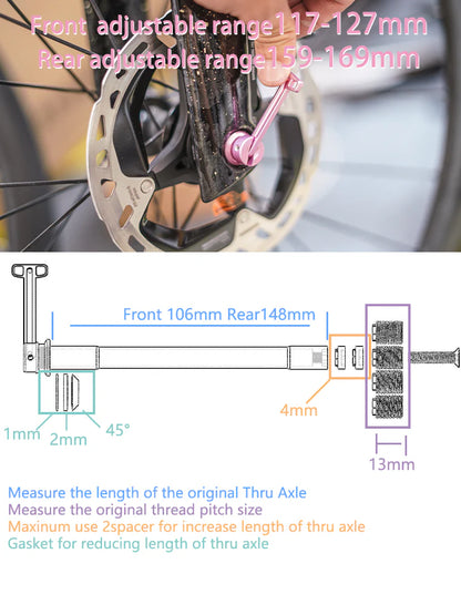 CHASER Titanium Universal Thru Axle for Roadbike Disc Brake