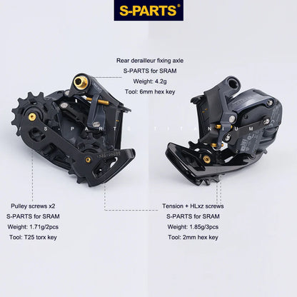S-PARTS SRAM Red/Force/Rival | E1/D2 AXS Titanium Screw Upgrade Kit
