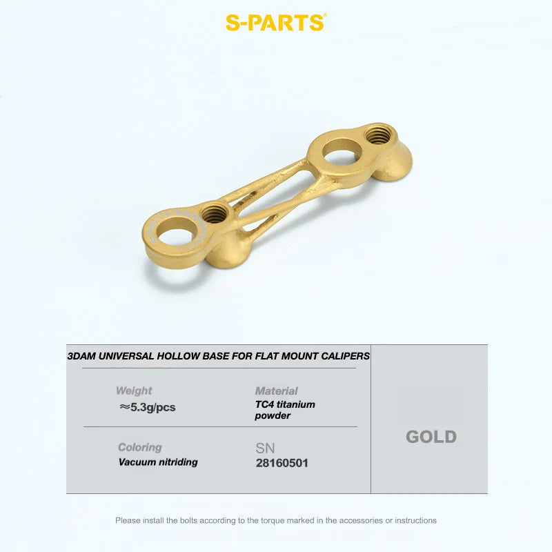 S-PARTS Titanium 3D Printed Flat Mount Front Brake Adapter for Shimano Road Disc Brakes