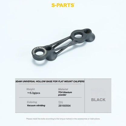 S-PARTS Titanium 3D Printed Flat Mount Front Brake Adapter for Shimano Road Disc Brakes