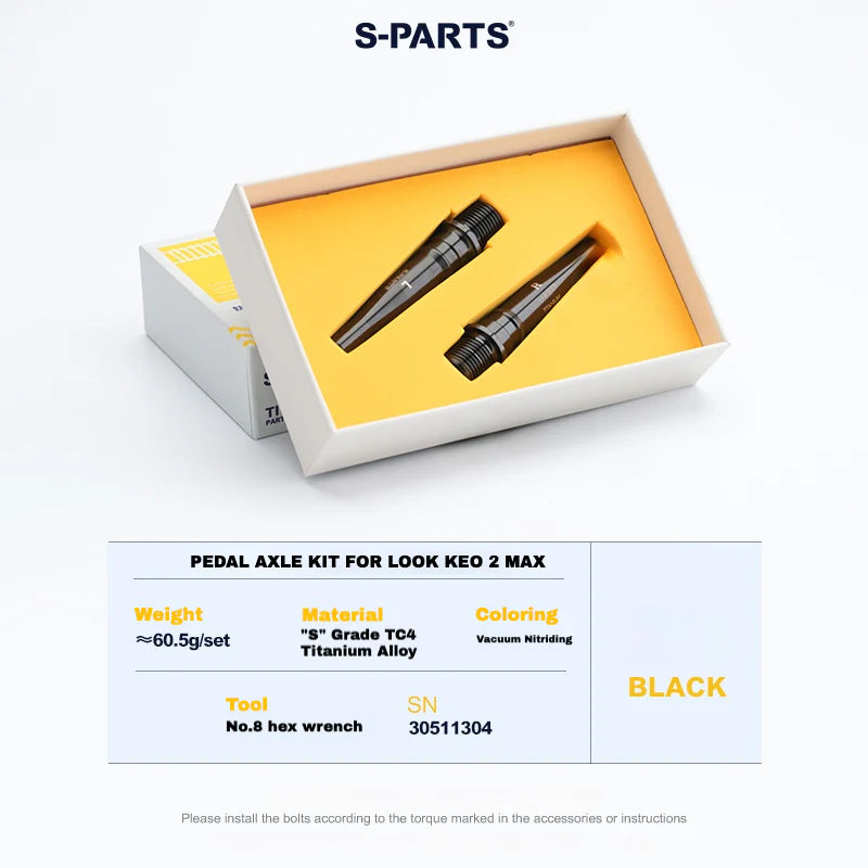 S-PARTS Titanium Pedal Upgrade Kit for LOOK KEO2 MAX (60.5g) & KEO BLADE (52.9g) – Axles