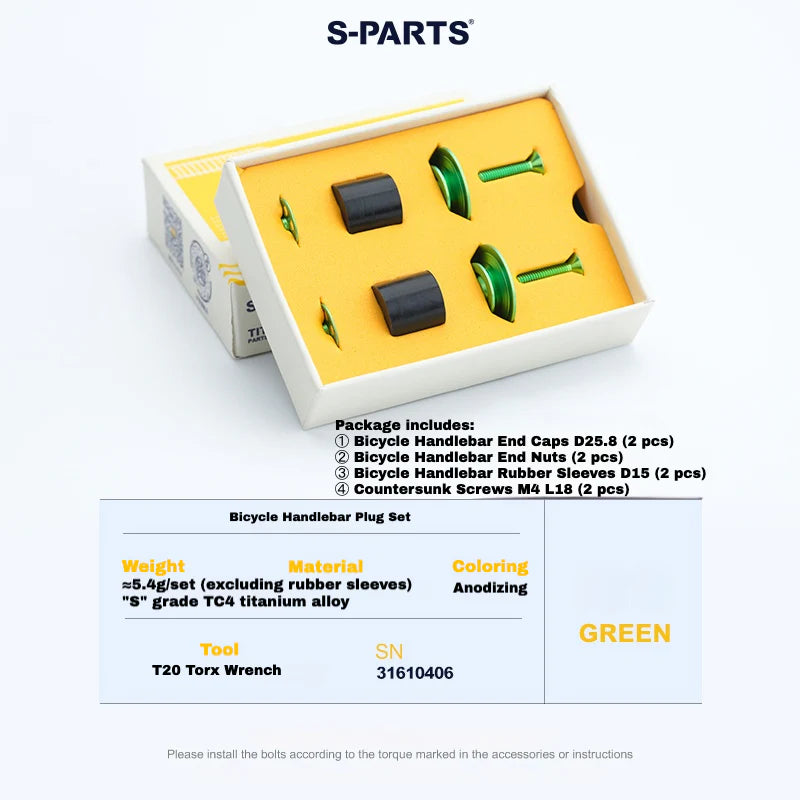 S-PARTS Titanium Expanding Bar End Plug Set
