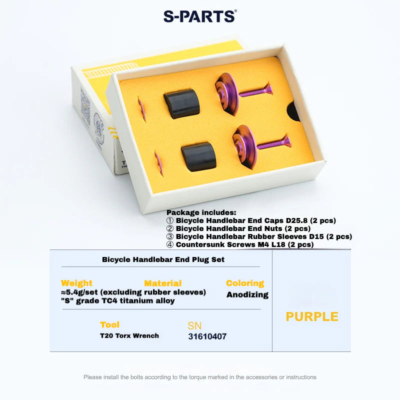 S-PARTS Titanium Expanding Bar End Plug Set