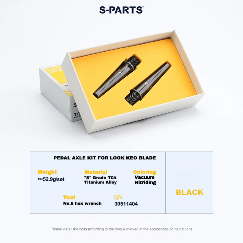 S-PARTS Titanium Pedal Upgrade Kit for LOOK KEO2 MAX (60.5g) & KEO BLADE (52.9g) – Axles