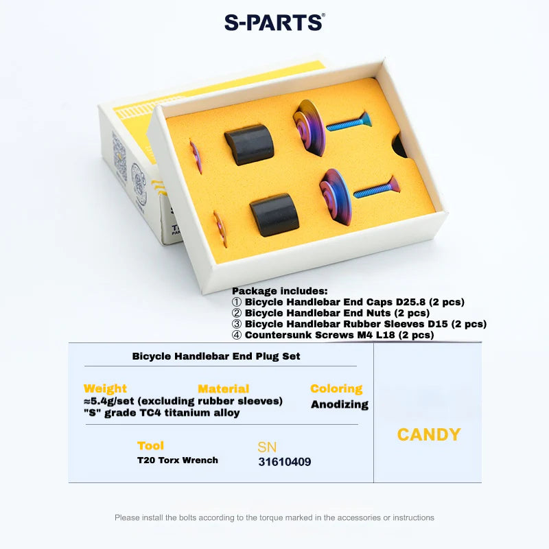 S-PARTS Titanium Expanding Bar End Plug Set