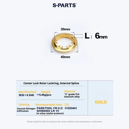 S-PARTS Titanium Alloy Center Lock Disc Rotor Lockring (1PCS)
