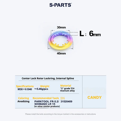 S-PARTS Titanium Alloy Center Lock Disc Rotor Lockring (1PCS)
