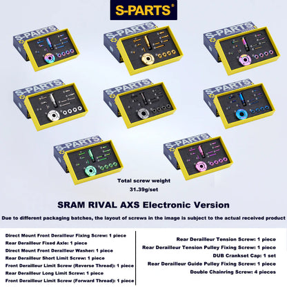 S-PARTS SRAM Red/Force/Rival | E1/D2 AXS Titanium Screw Upgrade Kit